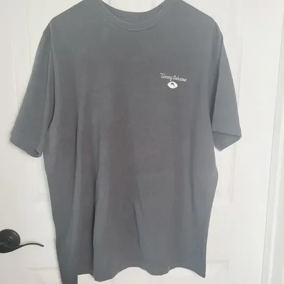 Tommy Bahama Shirt Mens Large Gray Relax Weekend Football Graphic Cotton - Picture 2 of 8